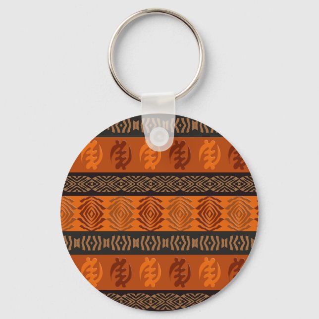 Porte-clés Motif tribal d'Afrique ethnique.Symbole Adinkra. (Recto)
