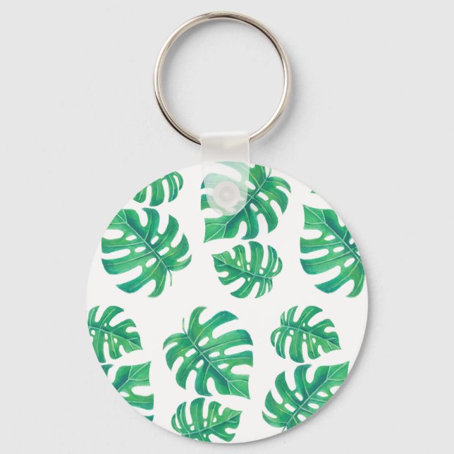 Porte-clés Motif tropical avec feuilles monstères (Recto)