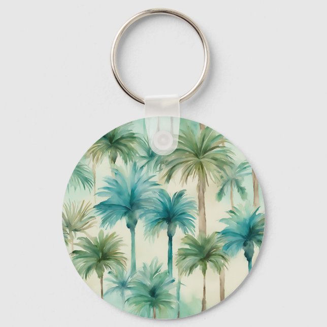 Porte-clés Motif turquoise Blue Green Palm Trees (Recto)