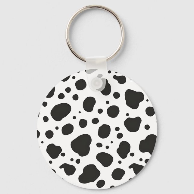 Porte-clés Motif Vache Noir Blanc (Recto)
