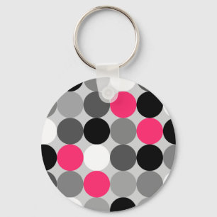 Porte-clés Motif vectoriel points rose et blanc