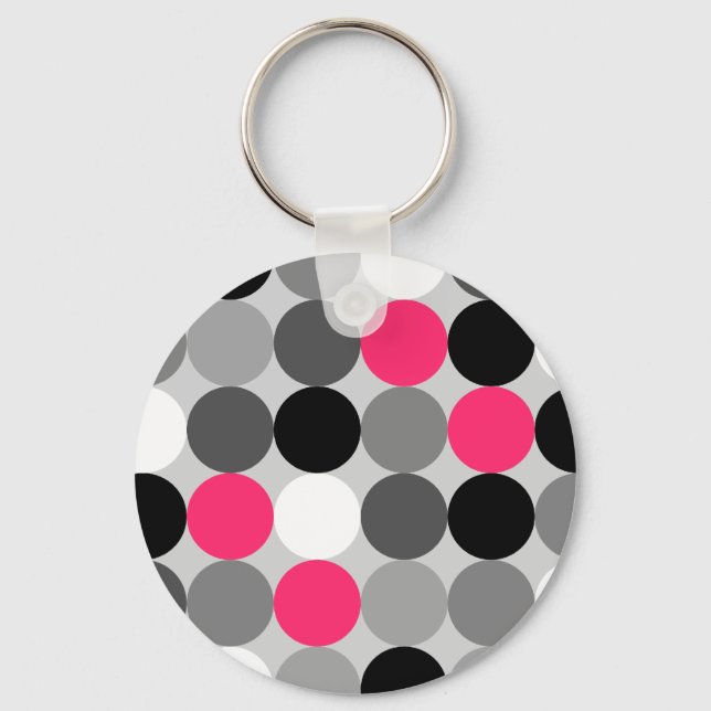 Porte-clés Motif vectoriel points rose et blanc (Recto)