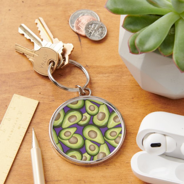 Porte-clés Motif Vegan Avocado frais et gourmand (Bureau)