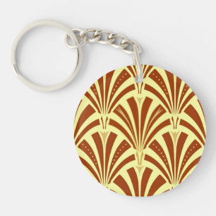 Porte-clés Motif ventilateur Art déco - cuivre sur jaune