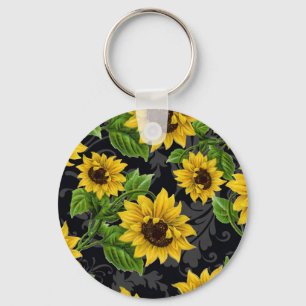 Porte-clés Motif vintage de tournesol