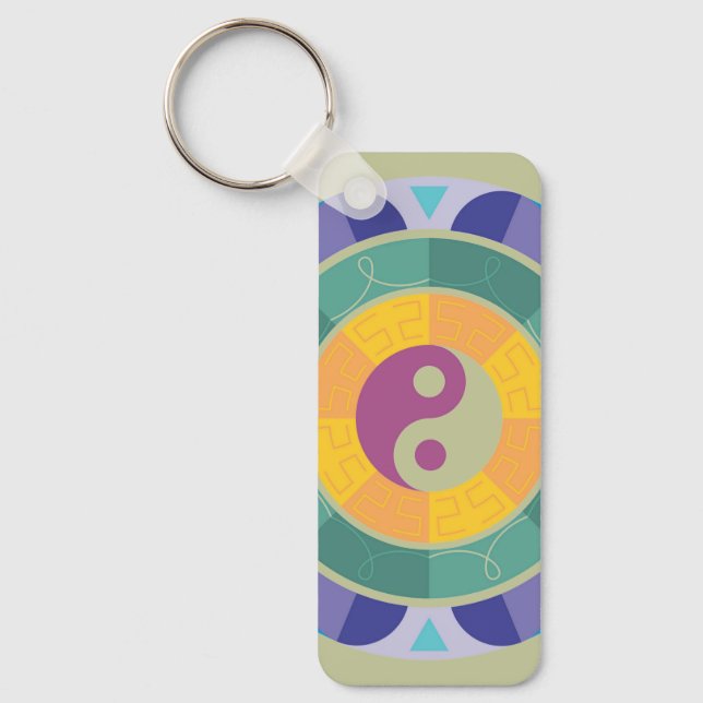 Porte-clés Motif Yin Yang Coloré (Recto)