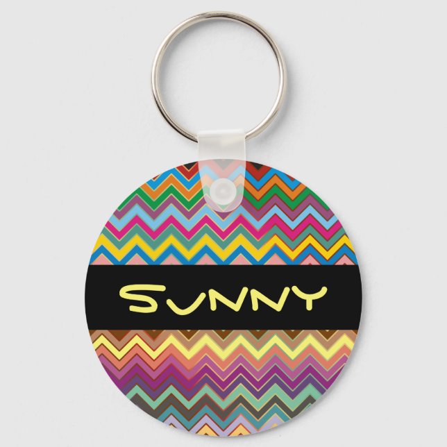 Porte-clés Motif ZIGZAG - couleur + votre texte (Recto)