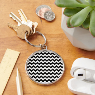 Porte-clés Motif Zigzag noir et blanc, Motif Chevron
