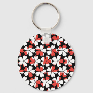 Porte-clés Motifs de fleurs blanches rouges mignons