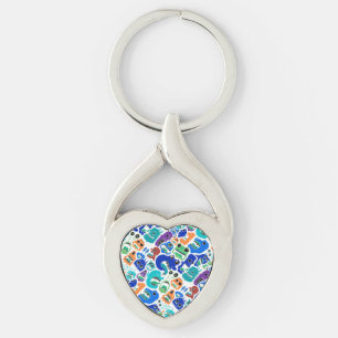 Porte-clés Motifs de visages de monstres colorés mignons