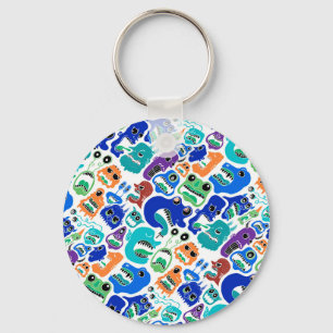 Porte-clés Motifs de visages de monstres colorés mignons