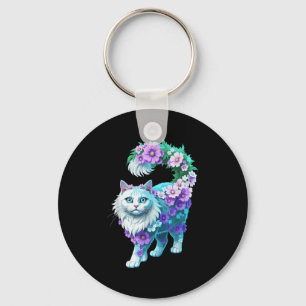 Porte-clés Motifs floraux colorés Fleurs Vintages Art Cat L