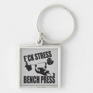 Porte-clés Motivation de levage - Stress F*CK, presse à banc