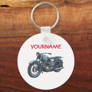 Porte-clés moto vintage personnalisé NOM