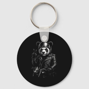 Porte-clés Motocyclette signe de paix punk panda cool