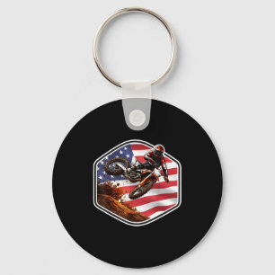 Porte-clés Motocycliste américain patriotique de motocross
