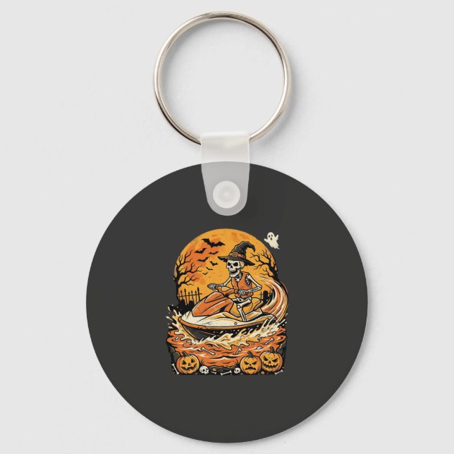 Porte-clés Motoneige Halloween squelette sorcière Citrouille  (Recto)