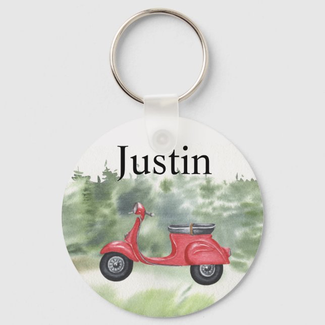 Porte-clés Motor Scooter Personalized  Watercolor (Recto)
