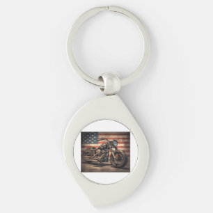 Porte-clés Motorcycle USA Drapeau Retro Biker