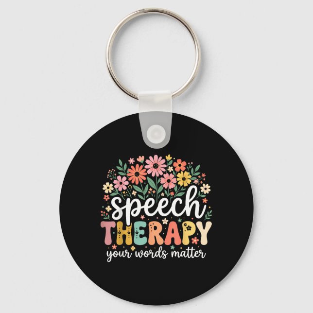 Porte-clés Mots d'orthophonie Langage Pathologiste Floral (Recto)