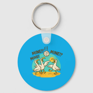 Porte-clés Mouettes drôles de volley-ball de plage de dessin 