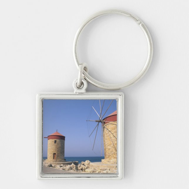 Porte-clés Moulins à vent célèbres de Rhodes Grèce (Devant)