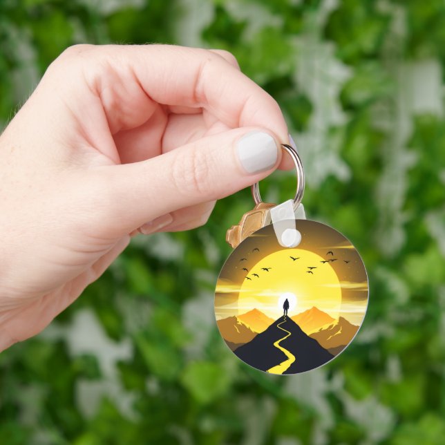 Porte-clés Mountain Peak Silhouette with a winding. Pedestal (main)