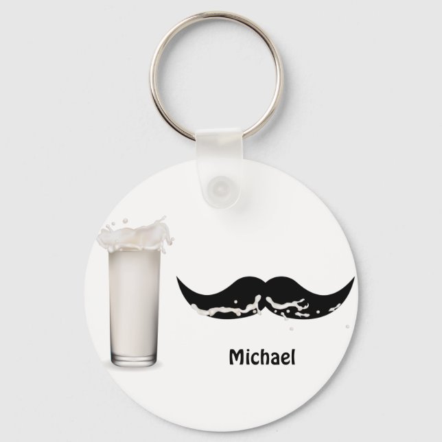 Porte-clés Moustache de lait personnalisée (Recto)