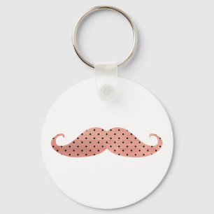 Porte-clés Moustache drôle Pois rose