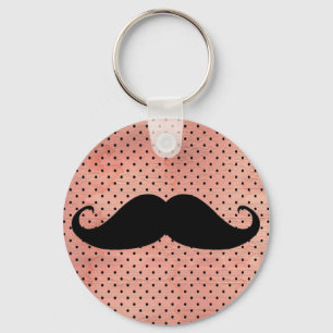 Porte-clés Moustache drôle sur mignon rose Polka Arrière - pl