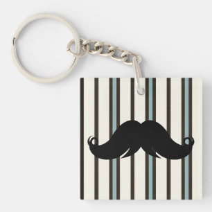 Porte-clés Moustache noire sur le motif rayé