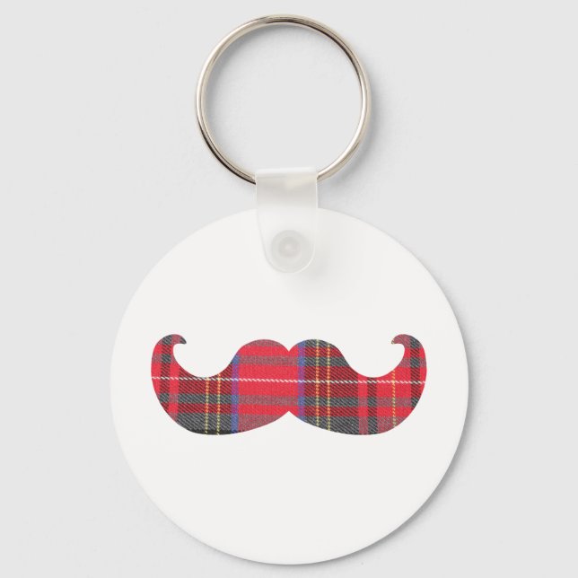 Porte-clés Moustache Tartan Rouge (Recto)