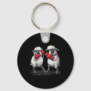 Porte-clés Mouton de boxe avec gants de boxe Kickboxing Drôle