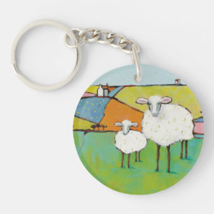 Porte-clés Moutons dans le pré