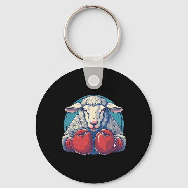 Porte-clés Moutons de boxe avec gants de boxe Kickboxing Drôl (Recto)