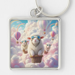 Porte-clés Moutons de famille pastel mignons fantasy