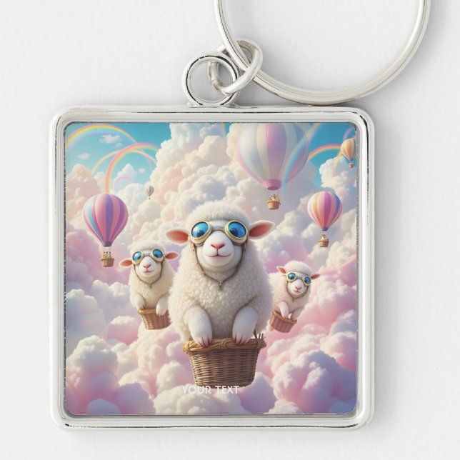 Porte-clés Moutons de famille pastel mignons fantasy (Devant)