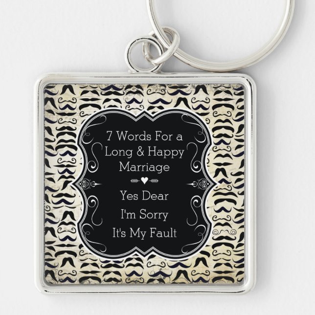 Porte-clés Mr. Hipster Mustache 7 Words Happy Marriage (Devant)