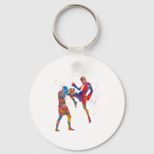 Porte-clés Muay chasseur thaï en aquarelle