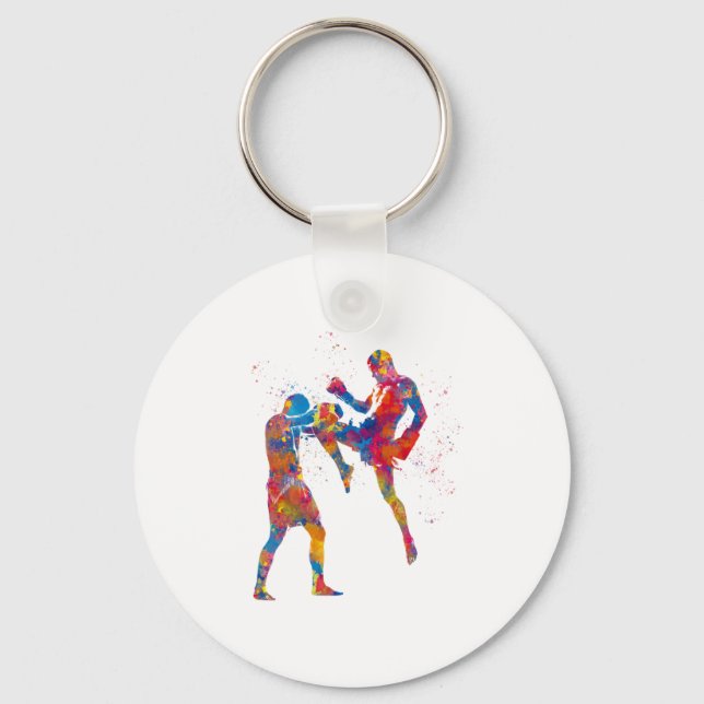 Porte-clés Muay chasseur thaï en aquarelle (Recto)