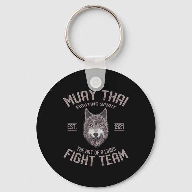 Porte-clés Muay Thai Loup Boxe Thaïlandaise Kickboxing  (Recto)