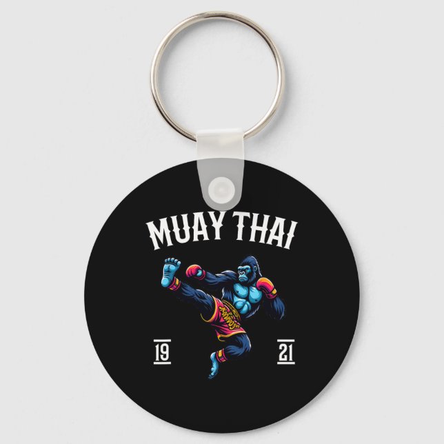 Porte-clés Muay Thai Monkey - Kickboxing And Monkey Thai Boxi (Recto)