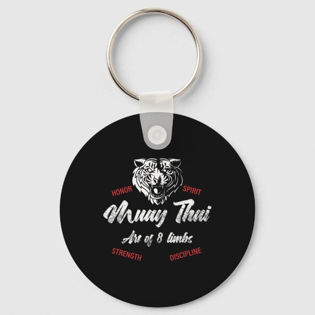 Porte-clés Muay Thai Tiger - Boxe Thaïlandaise et Kickboxing  (Recto)