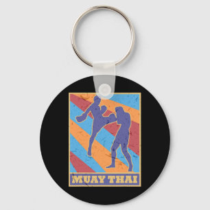 Porte-clés Muay Thai Vintage Rétro Couleurs Kickboxing Mma Bo