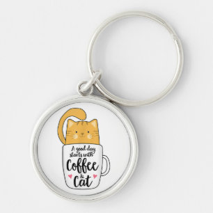 Porte-clés Mug de café chat orange drôle amateur de chat