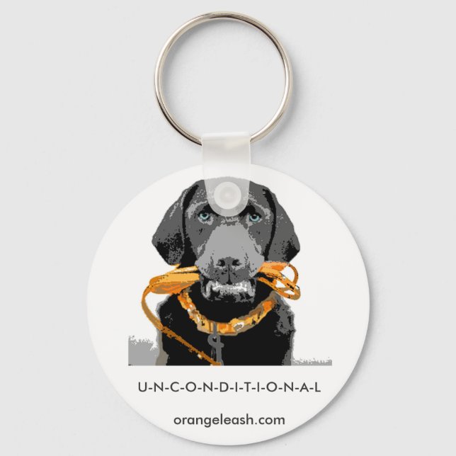 Porte-clés mug noir, U-N-C-O-N-D-I-T-O-N-A-L, orange... (Recto)