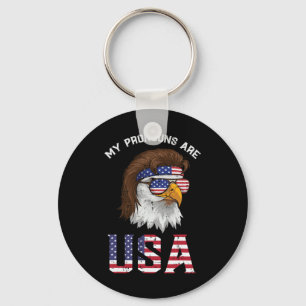 Porte-clés Mullet Eagle Mes Pronoms Usa 4 Juillet Hommes Femm