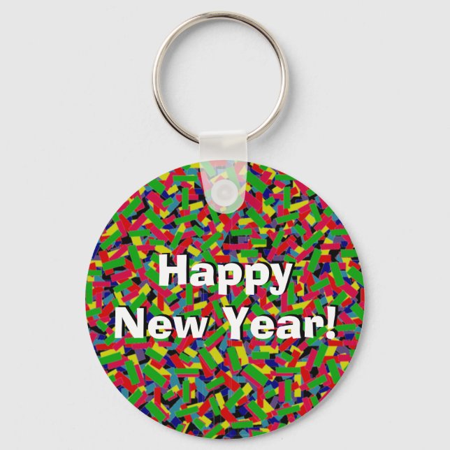 Porte-clés Multicolor Confetti "Bonne année !" (Recto)