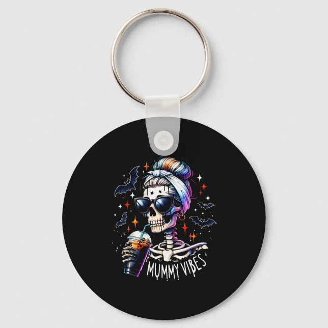 Porte-clés Mummy Vibes Skeleton Coffee Mom Soky Season Hallow (Recto)