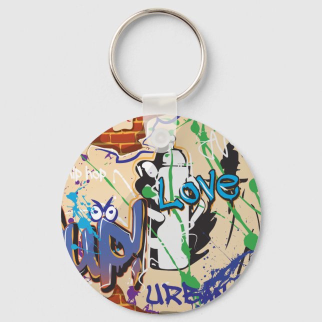 Porte-clés Mur de graffiti de hip hop urbain. (Recto)